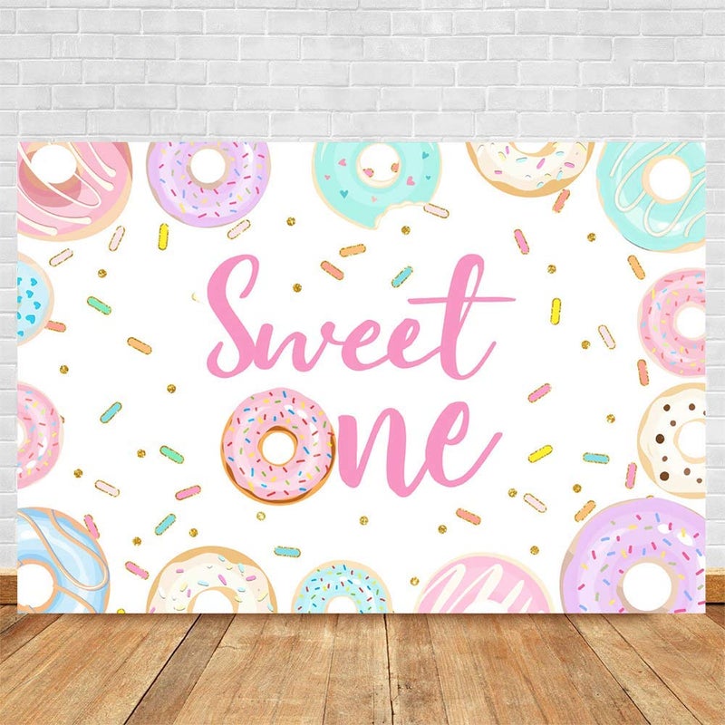 Avezano 7x5ft Donut Sweet One Backdrop Girls First Birthday Party Backdrop Donut 1st Birthday Party Decorations - Image 3
